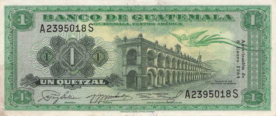 1 Quetzal p52 Guatemala 1964